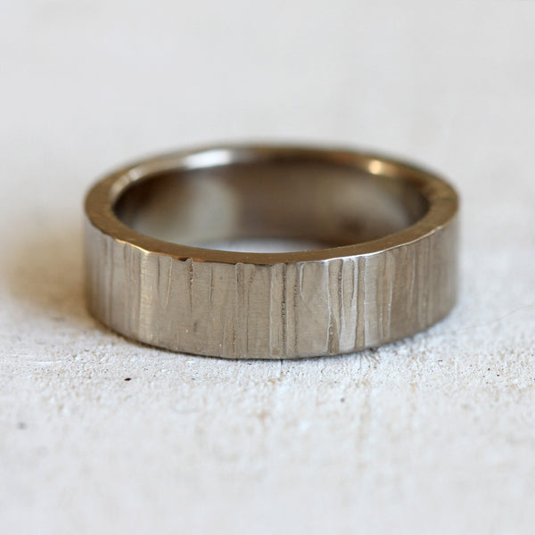 5mm x 2mm 14k Nickel White Gold Tree Bark Ring