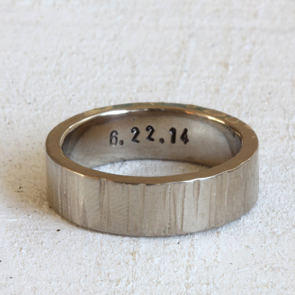 Wide 14k Gold Tree Bark Wedding Ring