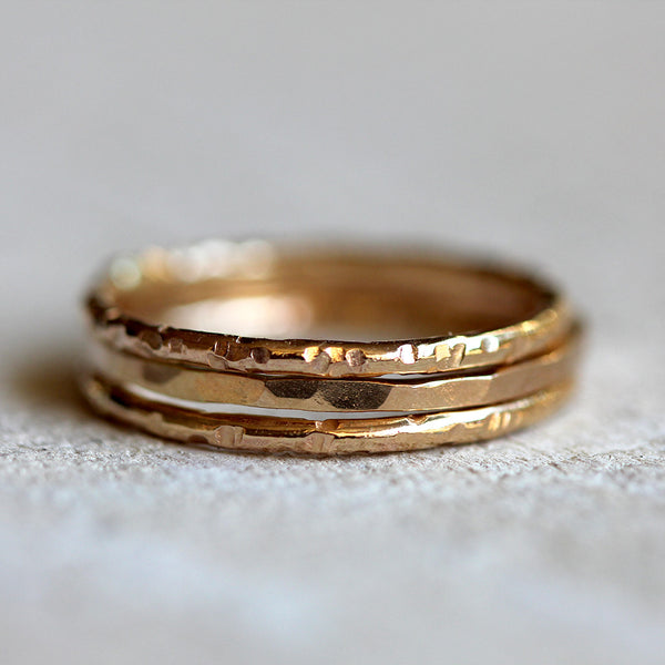 Solid gold stacking rings