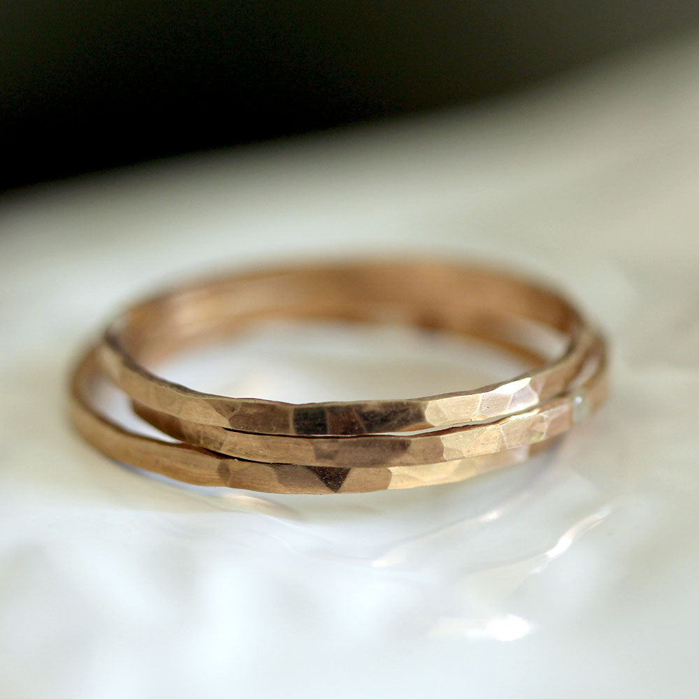 Gold hammered rings sale