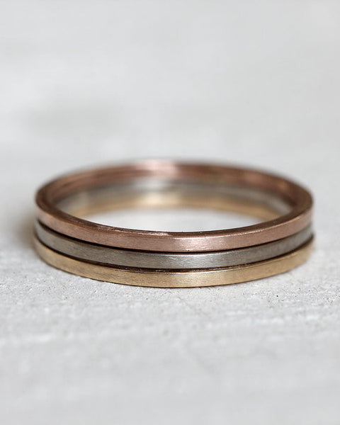 Solid gold stacking rings - 14k gold