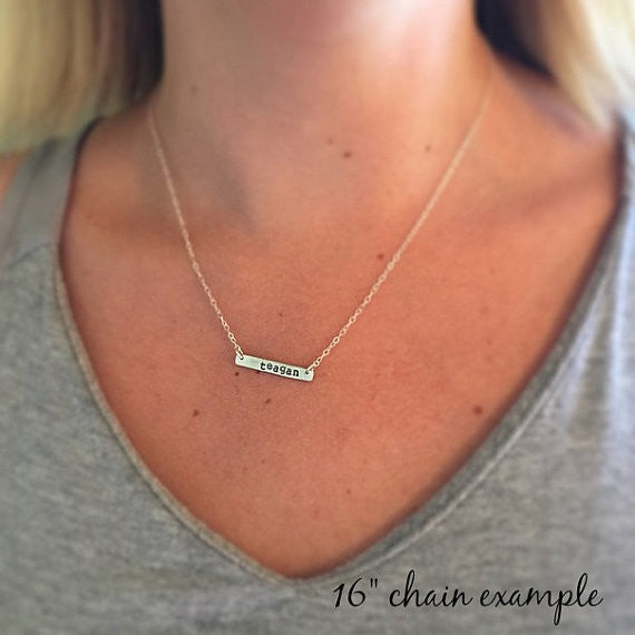 Personalized Silver Bar Necklace