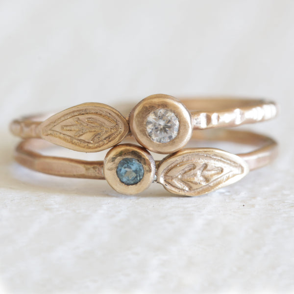 Gold, Diamond and Leaf ring