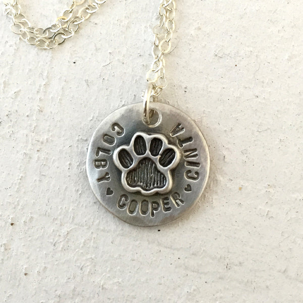 Pet memorial necklace - Pet paw necklace