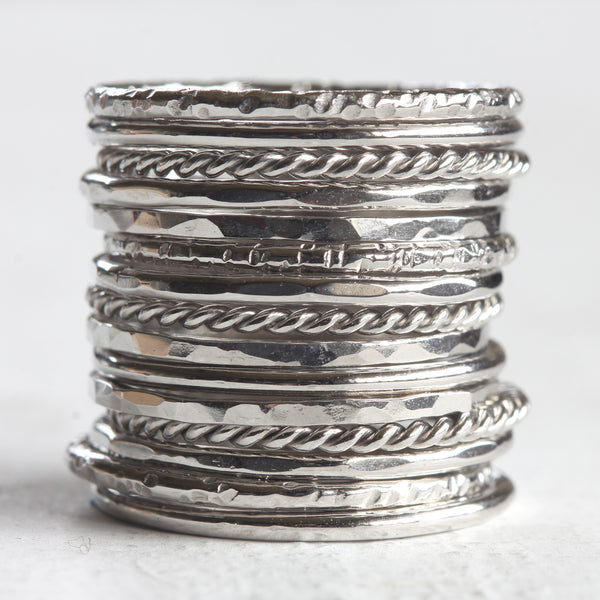 Platinum stacking rings - Large tall stack of 5 platinum rings