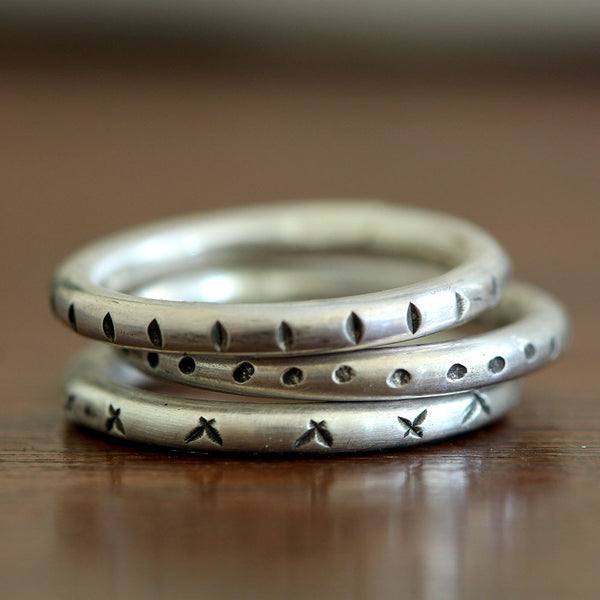 Decorative folk stacking rings