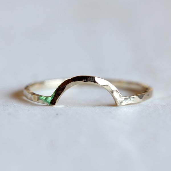 Solid Gold Hammered Curved Ring / Nesting Contour Band / Ring Guard