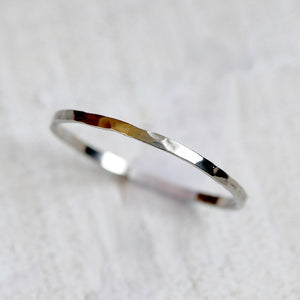 14k gold hammered band - white gold