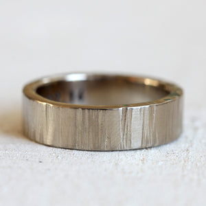 Wide 14k Gold Tree Bark Wedding Ring