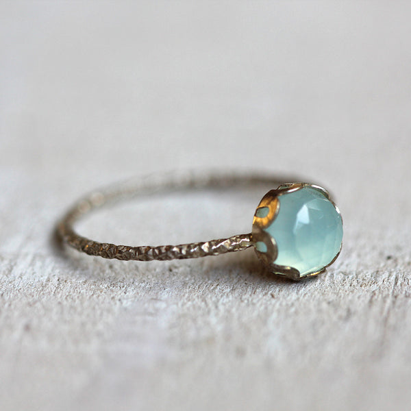 Gemstone ring - blue chalcedony ring