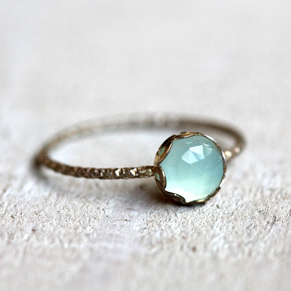 Gemstone ring - blue chalcedony ring