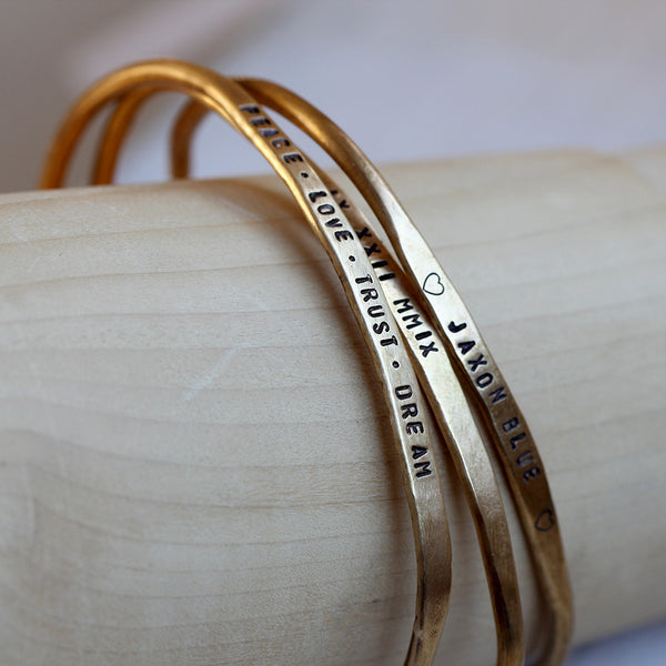 Personalized Silver Cuffs Brass, Silver or Gold Custom Bracelets