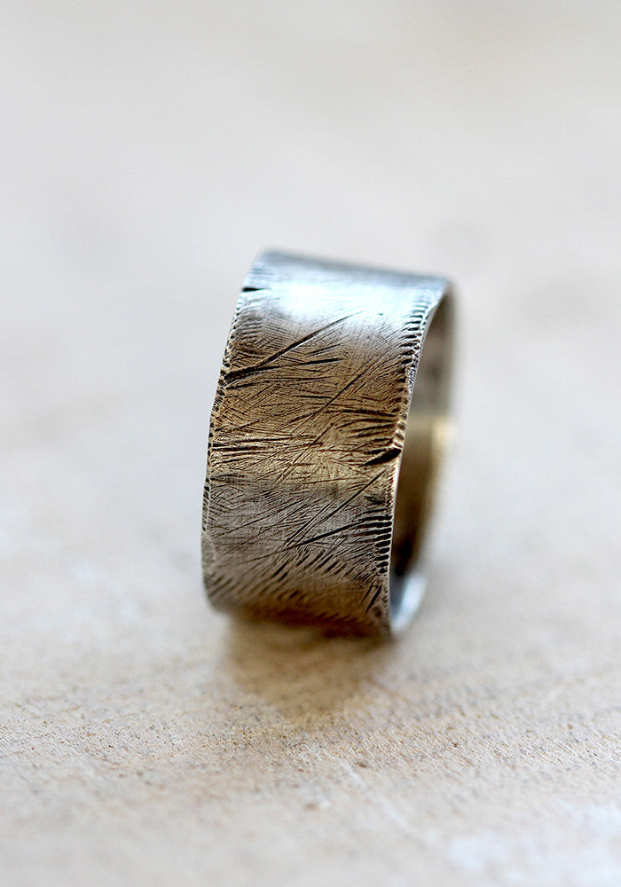 Destressed Silver Rings distressed ring men's widte band men's distressed ring – Praxis Jewelry