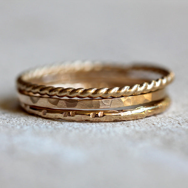 14k gold stacking rings solid gold stacking rings