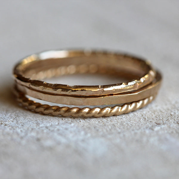 14k gold stacking rings solid gold stacking rings