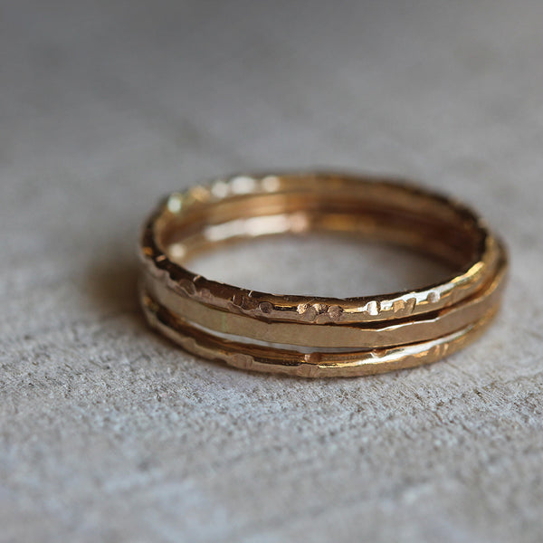 Solid gold stacking rings