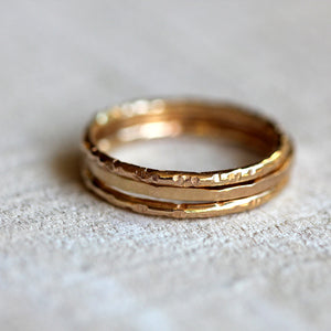 Solid gold stacking rings