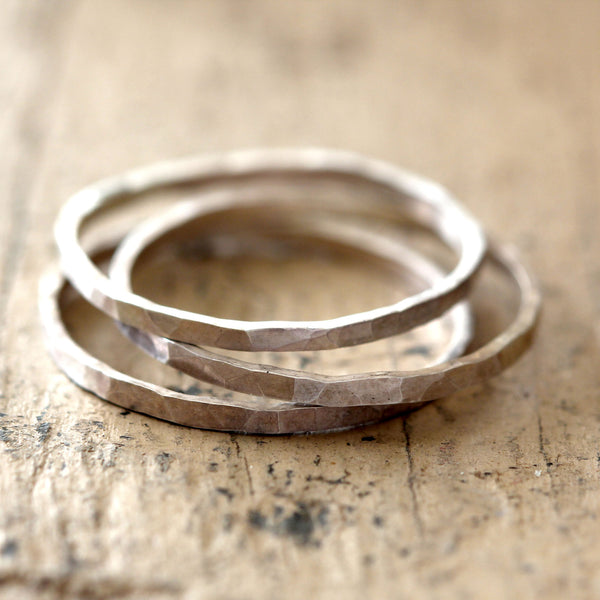 Hammered Stacking Rings Sterling Silver