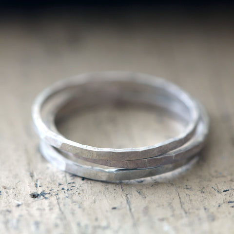 Hammered Stacking Rings Sterling Silver