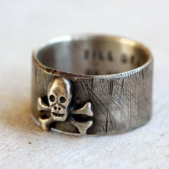 Skull and crossbones pirate ring with personalization