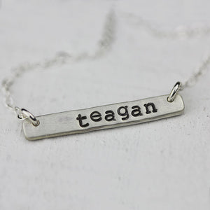 Personalized Silver Bar Necklace