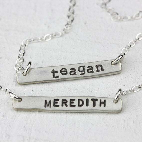 Personalized Silver Bar Necklace