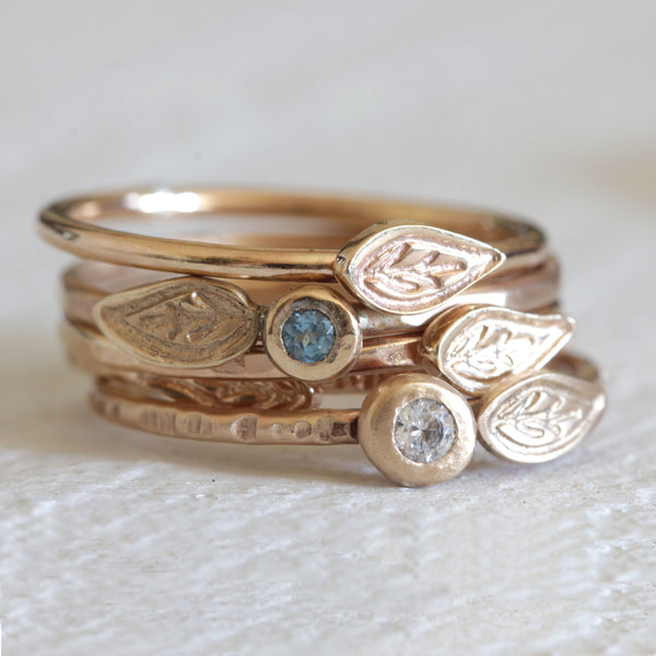 Gold, Diamond and Leaf ring