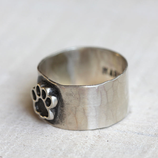 Pet memorial ring dog or cat paw ring