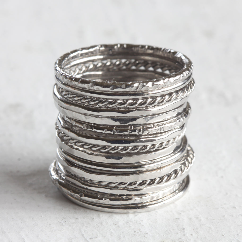 Platinum stacking rings set of 5 solid platinum rings – Praxis Jewelry