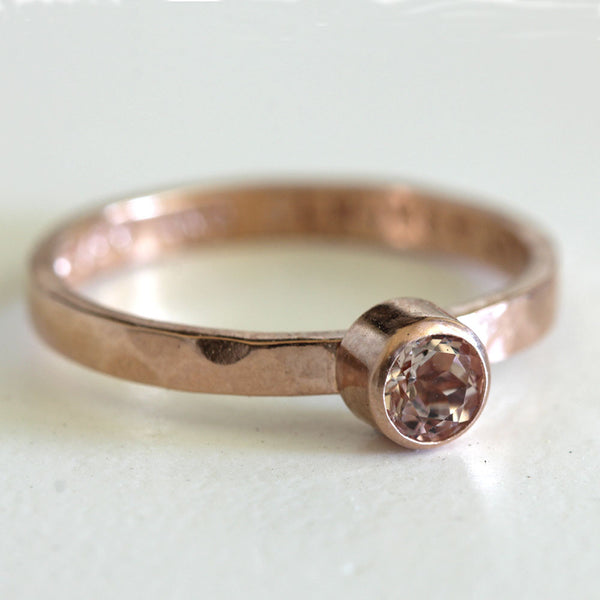 14k Hammered rose gold Morganite engagement ring