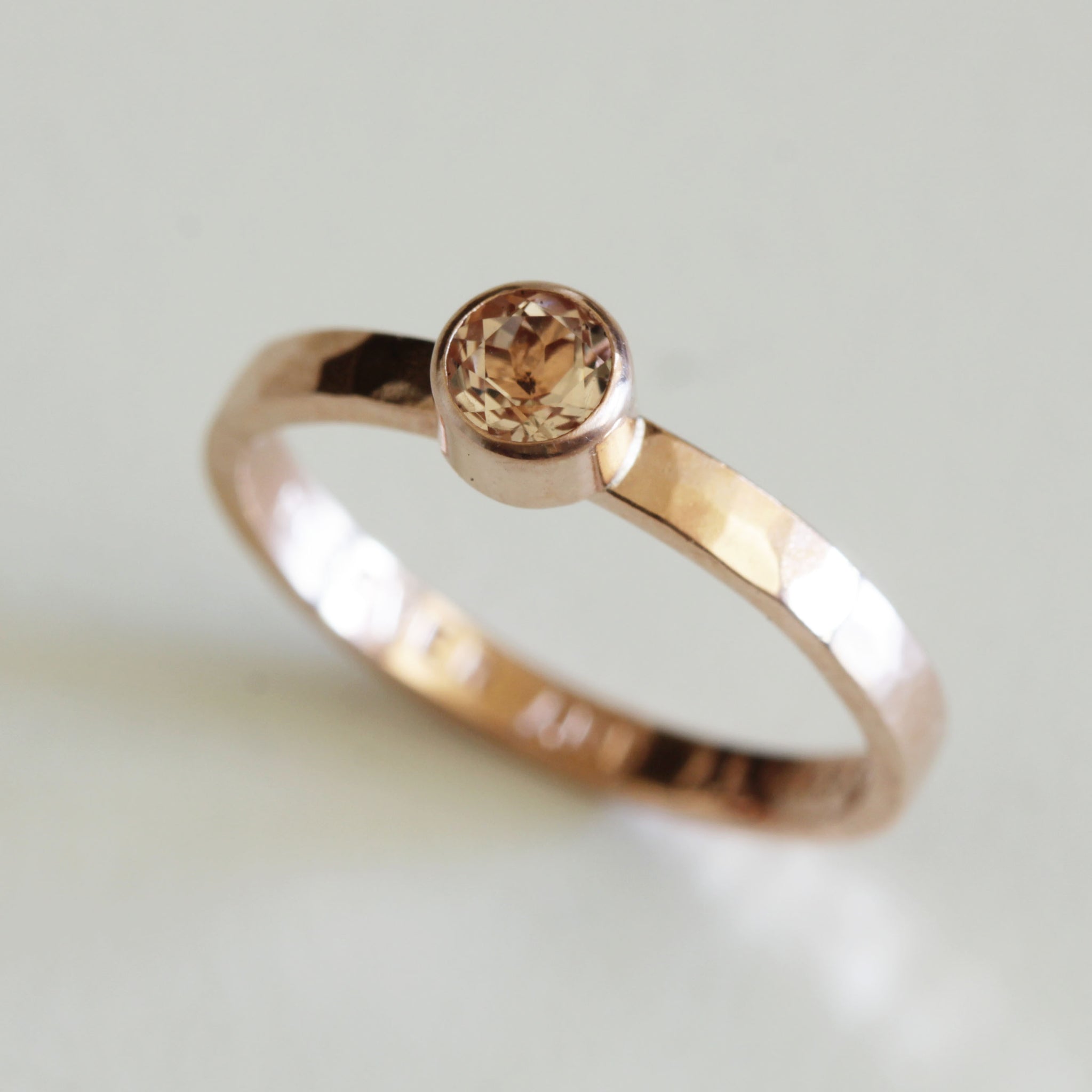 14k Hammered rose gold Morganite engagement ring