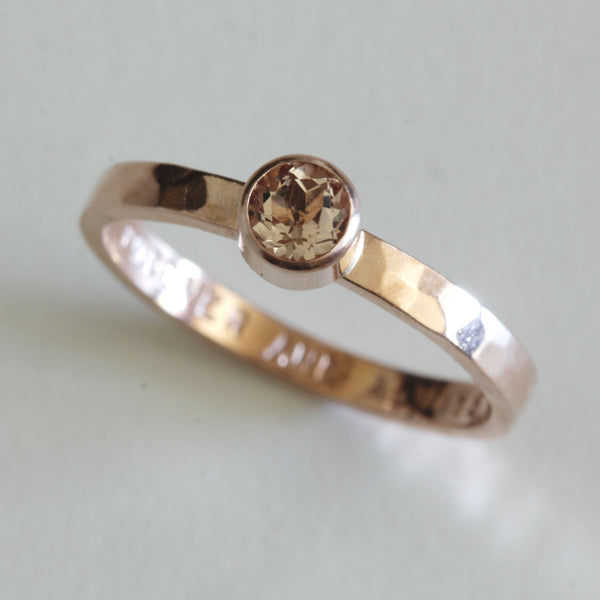 14k Hammered rose gold Morganite engagement ring