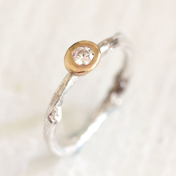 Twig branch diamond engagement ring