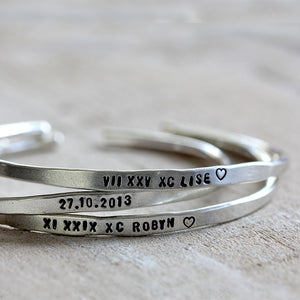 Personalized Silver Cuffs Brass, Silver or Gold Custom Bracelets