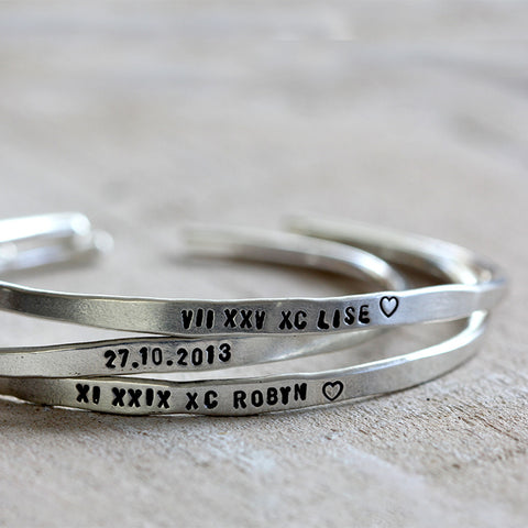 Personalized Silver Cuffs Brass, Silver or Gold Custom Bracelets