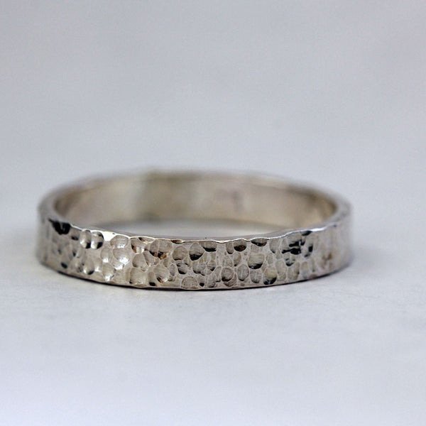 Narrow Hammered Silver Ring
