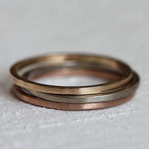 Solid gold stacking rings - 14k gold