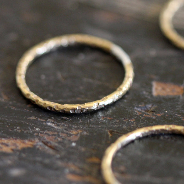 14k Gold Stacking Rings Textured set of 3