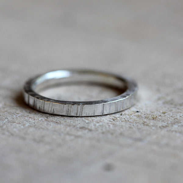 Sterling silver wood grain ring