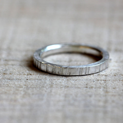 Sterling silver wood grain ring