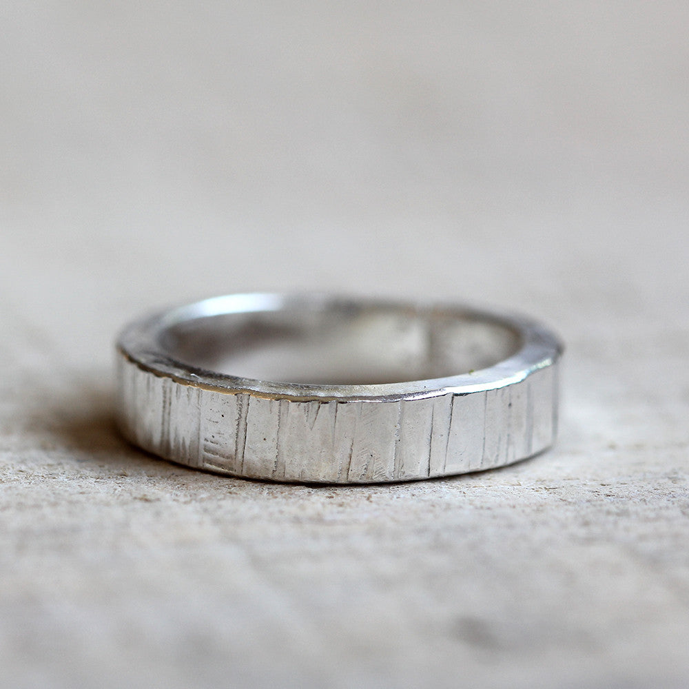 Men's tree bark wedding band