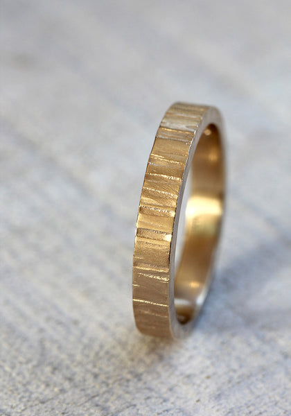 Men's 14k Gold Tree Bark Ring