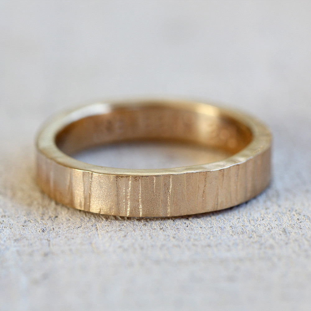 Men's 14k Gold Tree Bark Ring